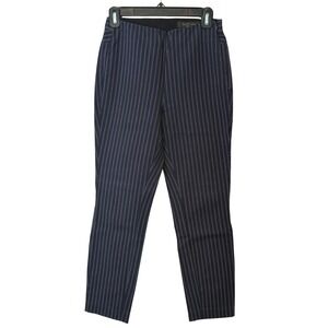 Rag & Bone Simone Pinstripe Ponte Pants Navy Blue White Side Zip Trousers Size 4